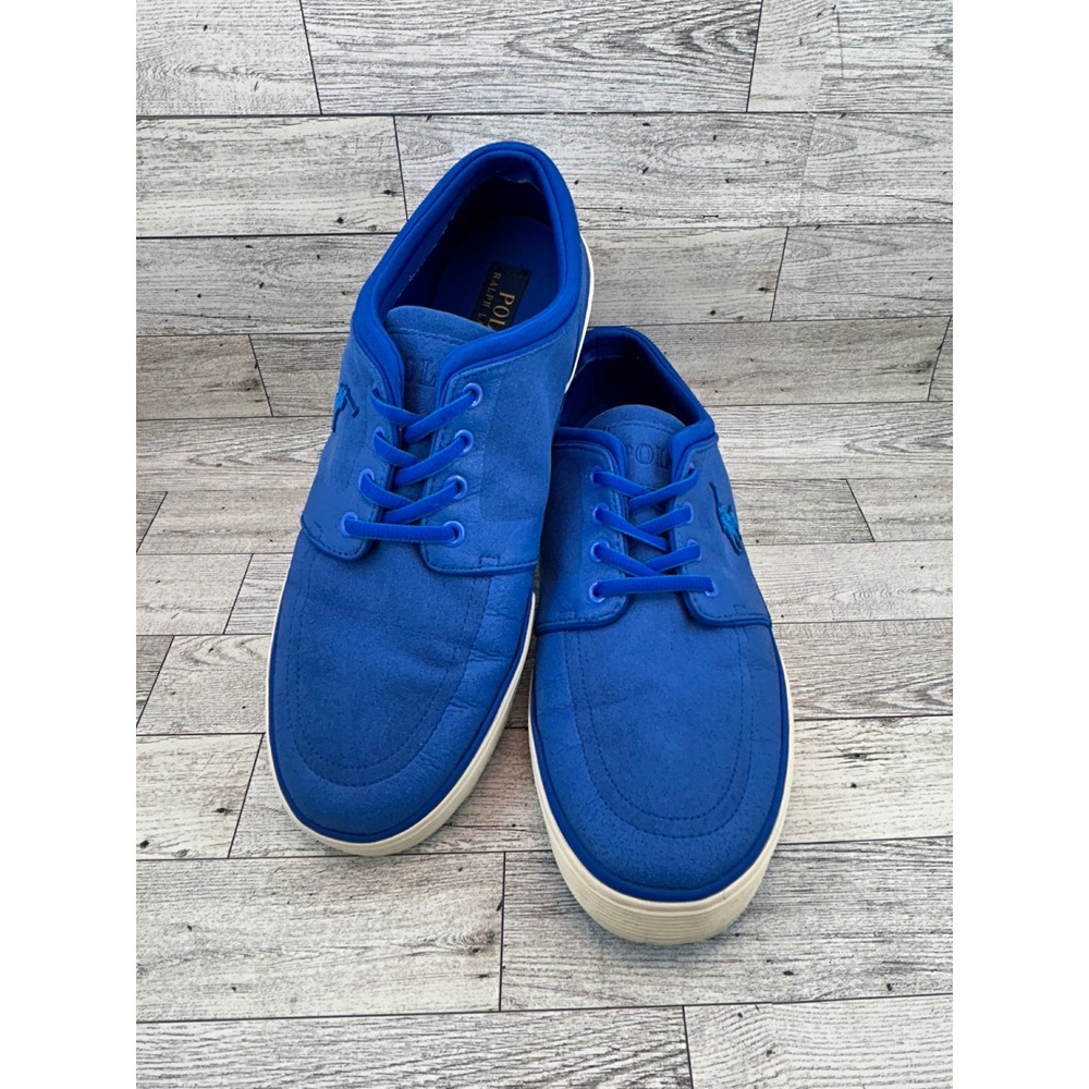 Polo Ralph Lauren Faxon Low Royal Blue Tech Nubuck Sneakers Men Sz 11.5D